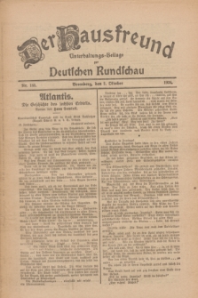 Der Hausfreund : Unterhaltungs-Beilage zur Deutschen Rundschau. 1926, Nr. 188 (2 Oktober)