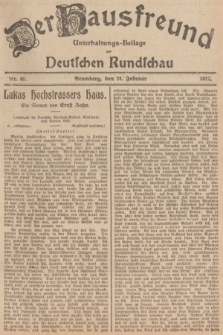 Der Hausfreund : Unterhaltungs-Beilage zur Deutschen Rundschau. 1927, Nr. 40 (24 Februar)