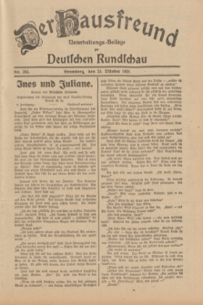 Der Hausfreund : Unterhaltungs-Beilage zur Deutschen Rundschau. 1931, Nr. 244 (23 Oktober)