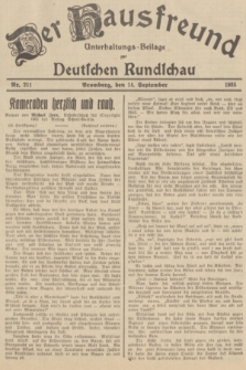 Der Hausfreund : Unterhaltungs-Beilage zur Deutschen Rundschau. 1935, Nr. 211 (14 September)