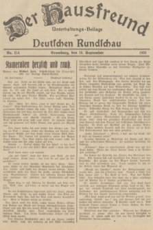 Der Hausfreund : Unterhaltungs-Beilage zur Deutschen Rundschau. 1935, Nr. 214 (18 September)