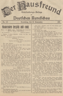 Der Hausfreund : Unterhaltungs-Beilage zur Deutschen Rundschau. 1935, Nr. 218 (22 September)