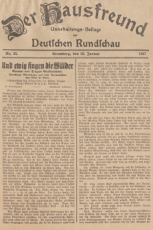 Der Hausfreund : Unterhaltungs-Beilage zur Deutschen Rundschau. 1937, Nr. 22 (28 Januar)