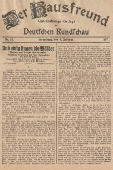 Der Hausfreund : Unterhaltungs-Beilage zur Deutschen Rundschau. 1937, Nr. 27 (4 Februar)