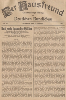 Der Hausfreund : Unterhaltungs-Beilage zur Deutschen Rundschau. 1937, Nr. 37 (16 Februar)