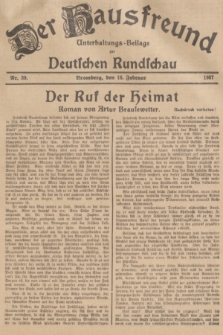 Der Hausfreund : Unterhaltungs-Beilage zur Deutschen Rundschau. 1937, Nr. 39 (18 Februar)