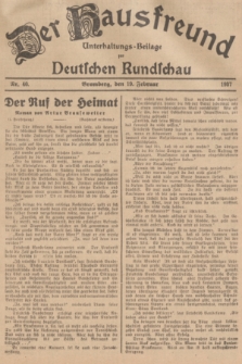 Der Hausfreund : Unterhaltungs-Beilage zur Deutschen Rundschau. 1937, Nr. 40 (19 Februar)