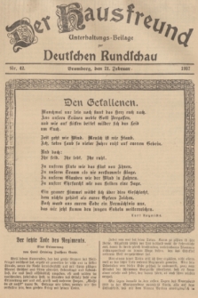 Der Hausfreund : Unterhaltungs-Beilage zur Deutschen Rundschau. 1937, Nr. 42 (21 Februar)