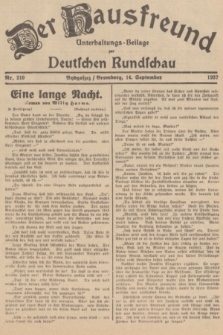 Der Hausfreund : Unterhaltungs-Beilage zur Deutschen Rundschau. 1937, Nr. 210 (14 September)