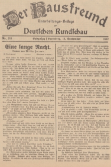Der Hausfreund : Unterhaltungs-Beilage zur Deutschen Rundschau. 1937, Nr. 215 (19 September)
