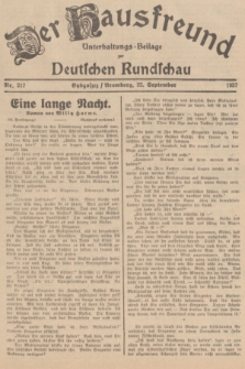 Der Hausfreund : Unterhaltungs-Beilage zur Deutschen Rundschau. 1937, Nr. 217 (22 September)
