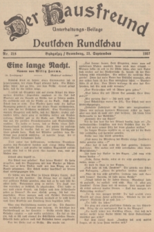 Der Hausfreund : Unterhaltungs-Beilage zur Deutschen Rundschau. 1937, Nr. 218 (23 September)