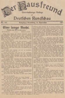Der Hausfreund : Unterhaltungs-Beilage zur Deutschen Rundschau. 1937, Nr. 219 (24 September)