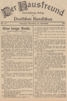 Der Hausfreund : Unterhaltungs-Beilage zur Deutschen Rundschau. 1937, Nr. 221 (26 September)