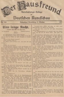 Der Hausfreund : Unterhaltungs-Beilage zur Deutschen Rundschau. 1937, Nr. 226 (2 Oktober)
