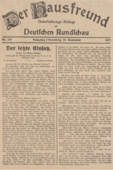 Der Hausfreund : Unterhaltungs-Beilage zur Deutschen Rundschau. 1937, Nr. 270 (25 November)