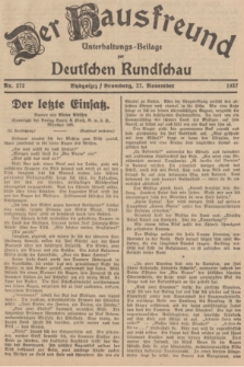 Der Hausfreund : Unterhaltungs-Beilage zur Deutschen Rundschau. 1937, Nr. 272 (27 November)