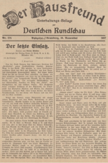 Der Hausfreund : Unterhaltungs-Beilage zur Deutschen Rundschau. 1937, Nr. 274 (30 November)