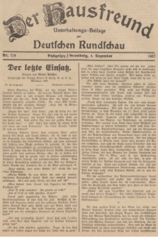 Der Hausfreund : Unterhaltungs-Beilage zur Deutschen Rundschau. 1937, Nr. 278 (4 Dezember)