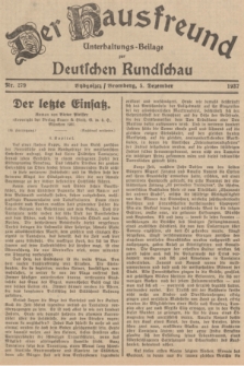 Der Hausfreund : Unterhaltungs-Beilage zur Deutschen Rundschau. 1937, Nr. 279 (5 Dezember)