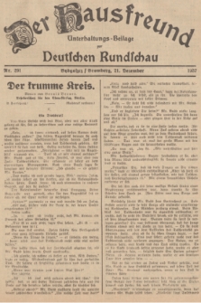 Der Hausfreund : Unterhaltungs-Beilage zur Deutschen Rundschau. 1937, Nr. 291 (21 Dezember)