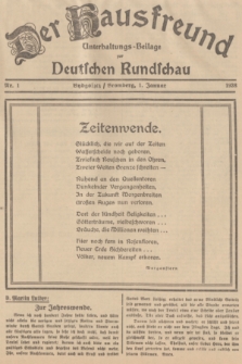 Der Hausfreund : Unterhaltungs-Beilage zur Deutschen Rundschau. 1938, Nr. 1 (1 Januar)