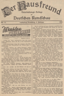Der Hausfreund : Unterhaltungs-Beilage zur Deutschen Rundschau. 1938, Nr. 27 (4 Februar)