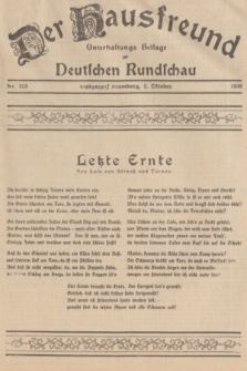 Der Hausfreund : Unterhaltungs-Beilage zur Deutschen Rundschau. 1938, Nr. 225 (2 Oktober)