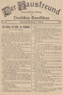 Der Hausfreund : Unterhaltungs-Beilage zur Deutschen Rundschau. 1938, Nr. 229 (7 Oktober)