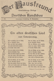 Der Hausfreund : Unterhaltungs-Beilage zur Deutschen Rundschau. 1938, Nr. 265 (20 November)