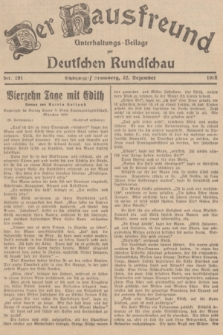 Der Hausfreund : Unterhaltungs-Beilage zur Deutschen Rundschau. 1938, Nr. 291 (22 Dezember)