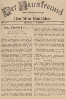 Der Hausfreund : Unterhaltungs-Beilage zur Deutschen Rundschau. 1939, Nr. 203 (10 September)