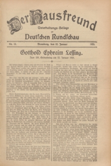 Der Hausfreund : Unterhaltungs-Beilage zur Deutschen Rundschau. 1929, Nr. 18 (22 Januar)