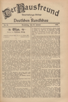 Der Hausfreund : Unterhaltungs-Beilage zur Deutschen Rundschau. 1929, Nr. 25 (30 Januar)