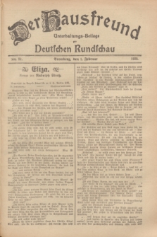 Der Hausfreund : Unterhaltungs-Beilage zur Deutschen Rundschau. 1929, Nr. 27 (1 Februar)