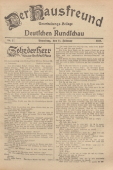 Der Hausfreund : Unterhaltungs-Beilage zur Deutschen Rundschau. 1929, Nr. 37 (14 Februar)