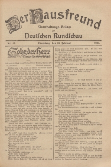 Der Hausfreund : Unterhaltungs-Beilage zur Deutschen Rundschau. 1929, Nr. 47 (26 Februar)