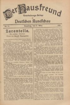 Der Hausfreund : Unterhaltungs-Beilage zur Deutschen Rundschau. 1929, Nr. 72 (27 März)