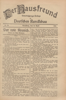 Der Hausfreund : Unterhaltungs-Beilage zur Deutschen Rundschau. 1929, Nr. 85 (13 April)