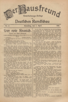 Der Hausfreund : Unterhaltungs-Beilage zur Deutschen Rundschau. 1929, Nr. 87 (17 April)