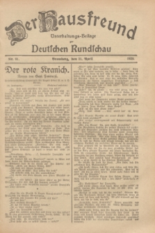 Der Hausfreund : Unterhaltungs-Beilage zur Deutschen Rundschau. 1929, Nr. 91 (21 April)