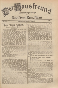 Der Hausfreund : Unterhaltungs-Beilage zur Deutschen Rundschau. 1929, Nr. 181 (10 August)