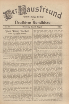 Der Hausfreund : Unterhaltungs-Beilage zur Deutschen Rundschau. 1929, Nr. 185 (15 August)