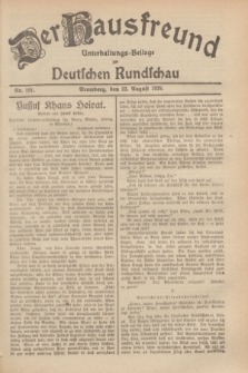 Der Hausfreund : Unterhaltungs-Beilage zur Deutschen Rundschau. 1929, Nr. 191 (23 August)