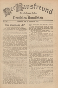 Der Hausfreund : Unterhaltungs-Beilage zur Deutschen Rundschau. 1929, Nr. 262 (20 November)