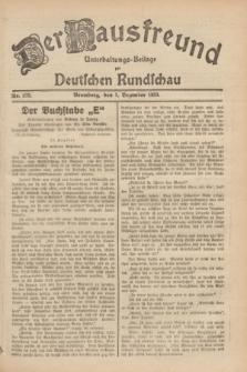 Der Hausfreund : Unterhaltungs-Beilage zur Deutschen Rundschau. 1929, Nr. 273 (1 Dezember)