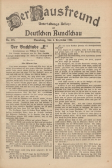 Der Hausfreund : Unterhaltungs-Beilage zur Deutschen Rundschau. 1929, Nr. 275 (4 Dezember)