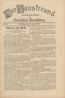 Der Hausfreund : Unterhaltungs-Beilage zur Deutschen Rundschau. 1930, Nr. 34 (11 Februar)