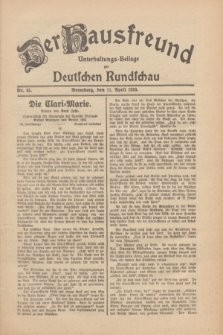 Der Hausfreund : Unterhaltungs-Beilage zur Deutschen Rundschau. 1930, Nr. 85 (11 April)