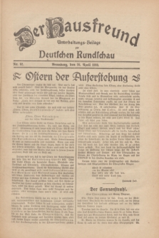 Der Hausfreund : Unterhaltungs-Beilage zur Deutschen Rundschau. 1930, Nr. 92 (20 April)